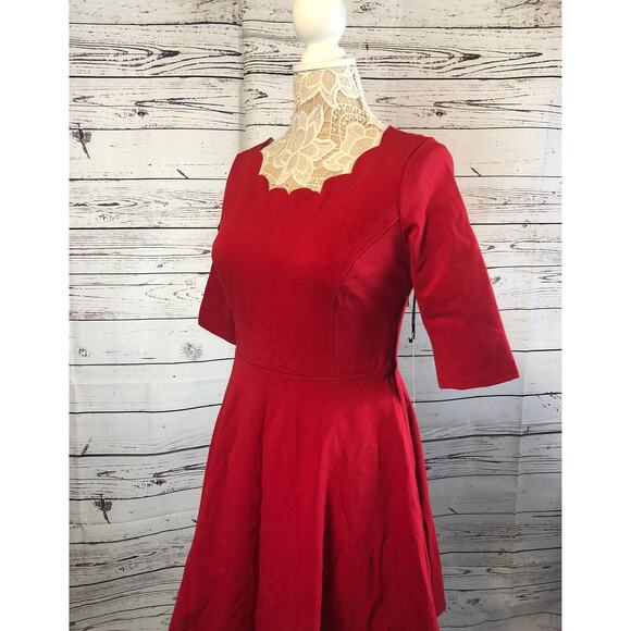 NWT Lulus Tip the Scallops Red Scalloped Skater Dress size large - Picture 5 of 12